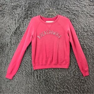 Abercrombie & Fitch Sweatshirt Womens Small Sequin Spellout Pink Silver Soft